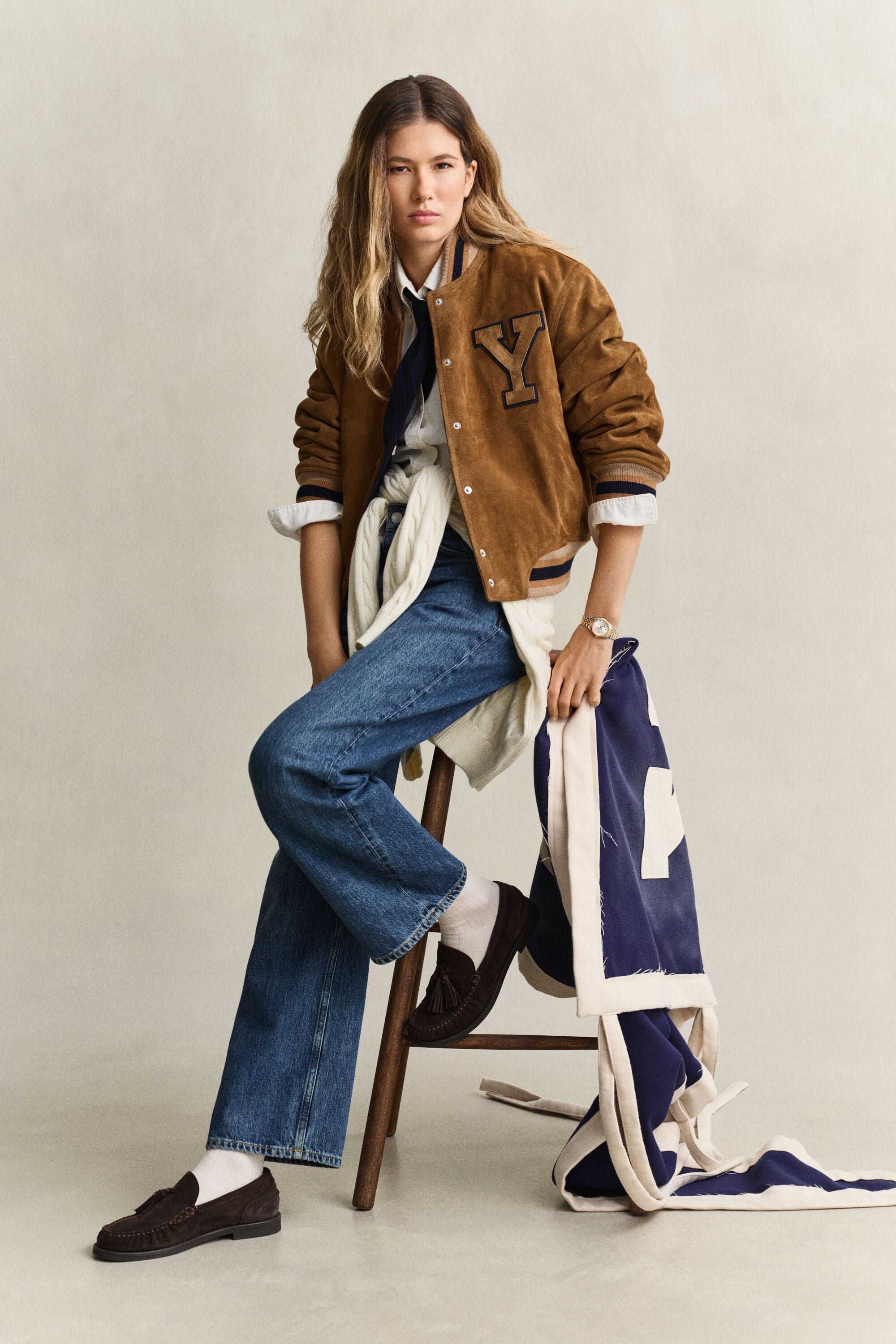 Gant x Yale Varsity Jacket van suède