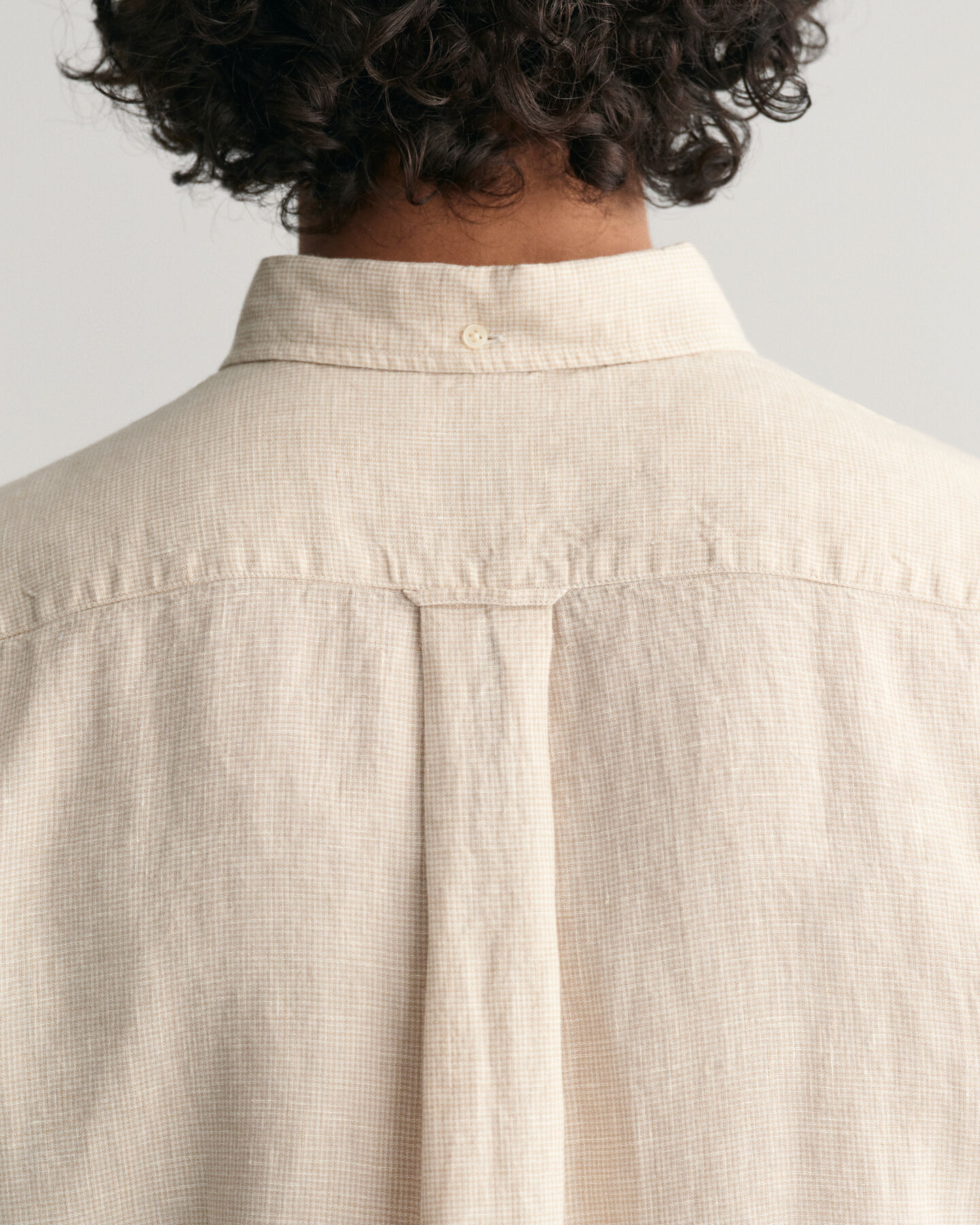 Regular Fit linnen overhemd met korte mouwen met pied-de-poule