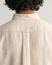 Regular Fit linnen overhemd met korte mouwen met pied-de-poule