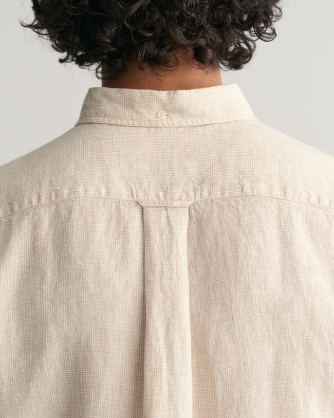 Regular Fit linnen overhemd met korte mouwen met pied-de-poule