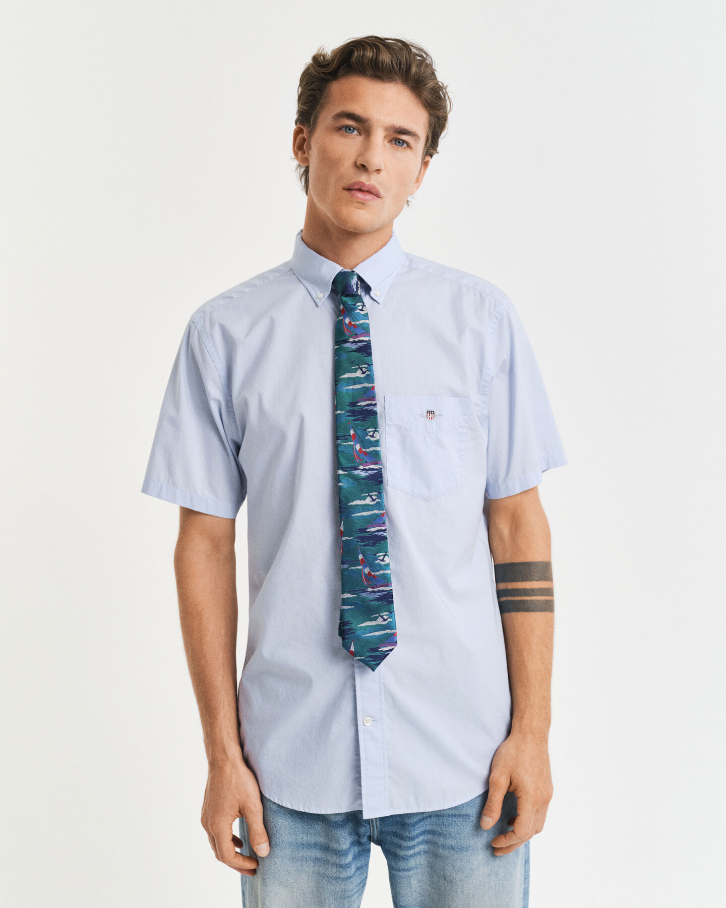 Regular Fit Classic poplin overhemd met korte mouwen