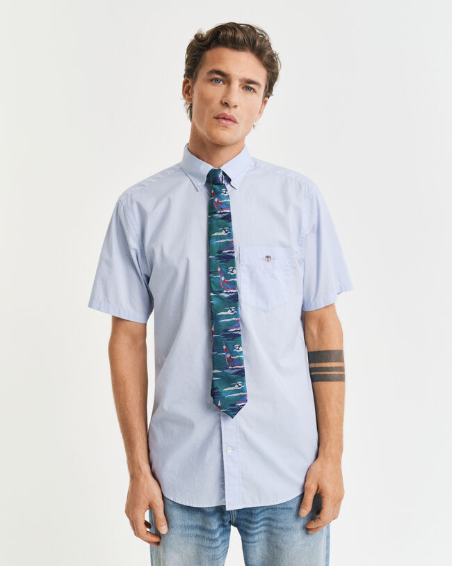 Regular Fit Classic poplin overhemd met korte mouwen