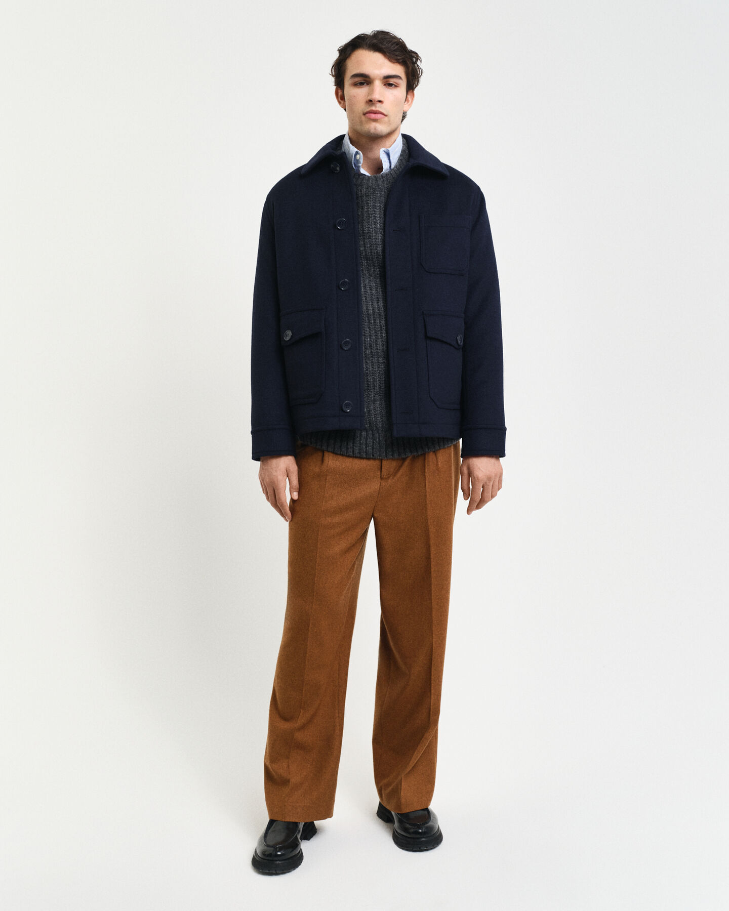 Trui met ronde hals van geribde alpacawolmix