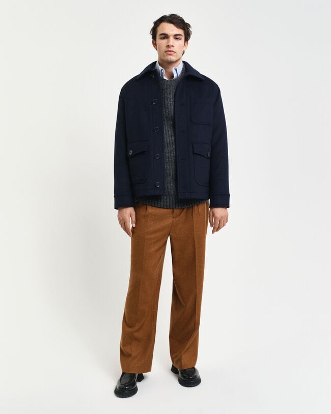 Trui met ronde hals van geribde alpacawolmix