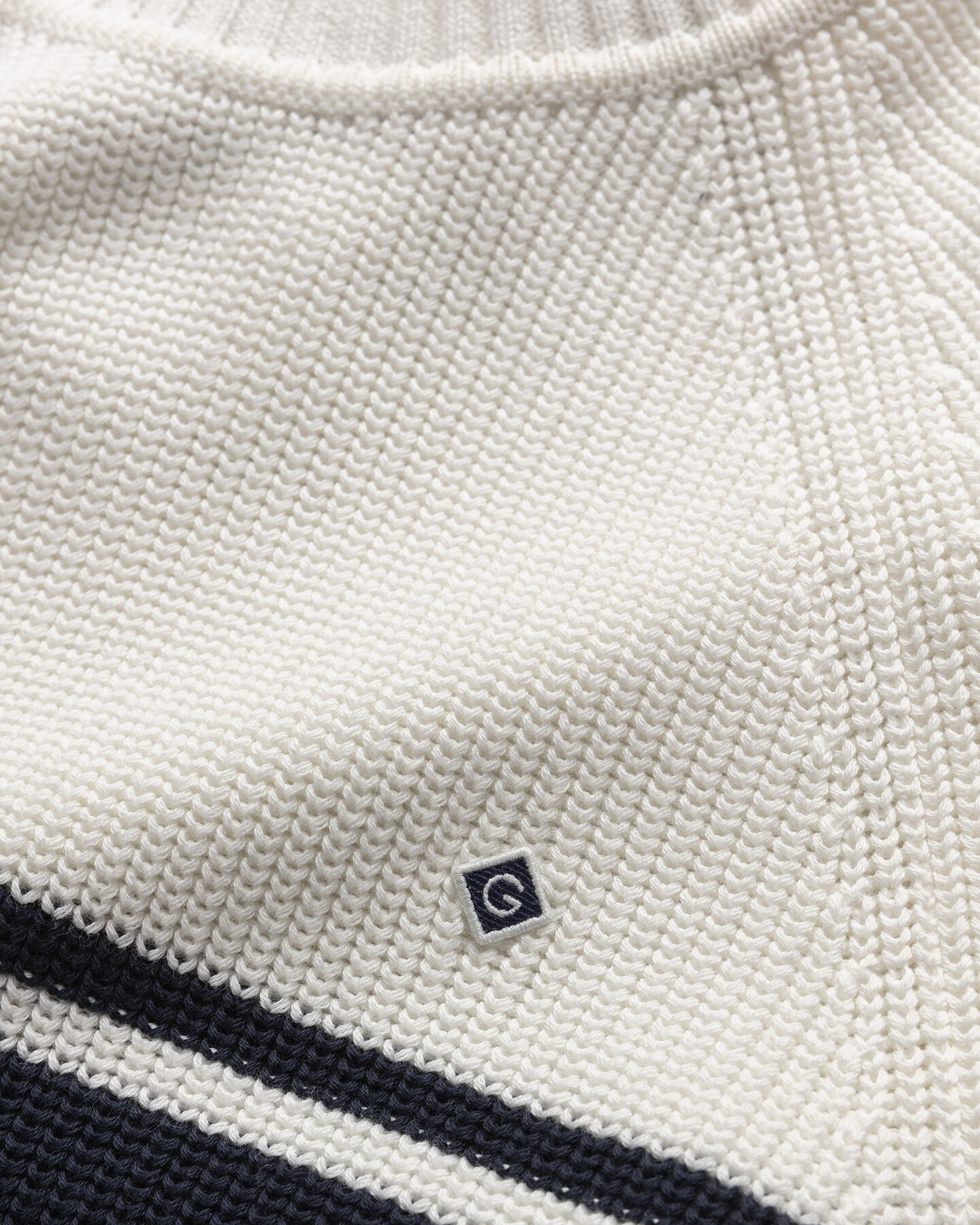 Gestreepte trui met ronde ribhals van katoen