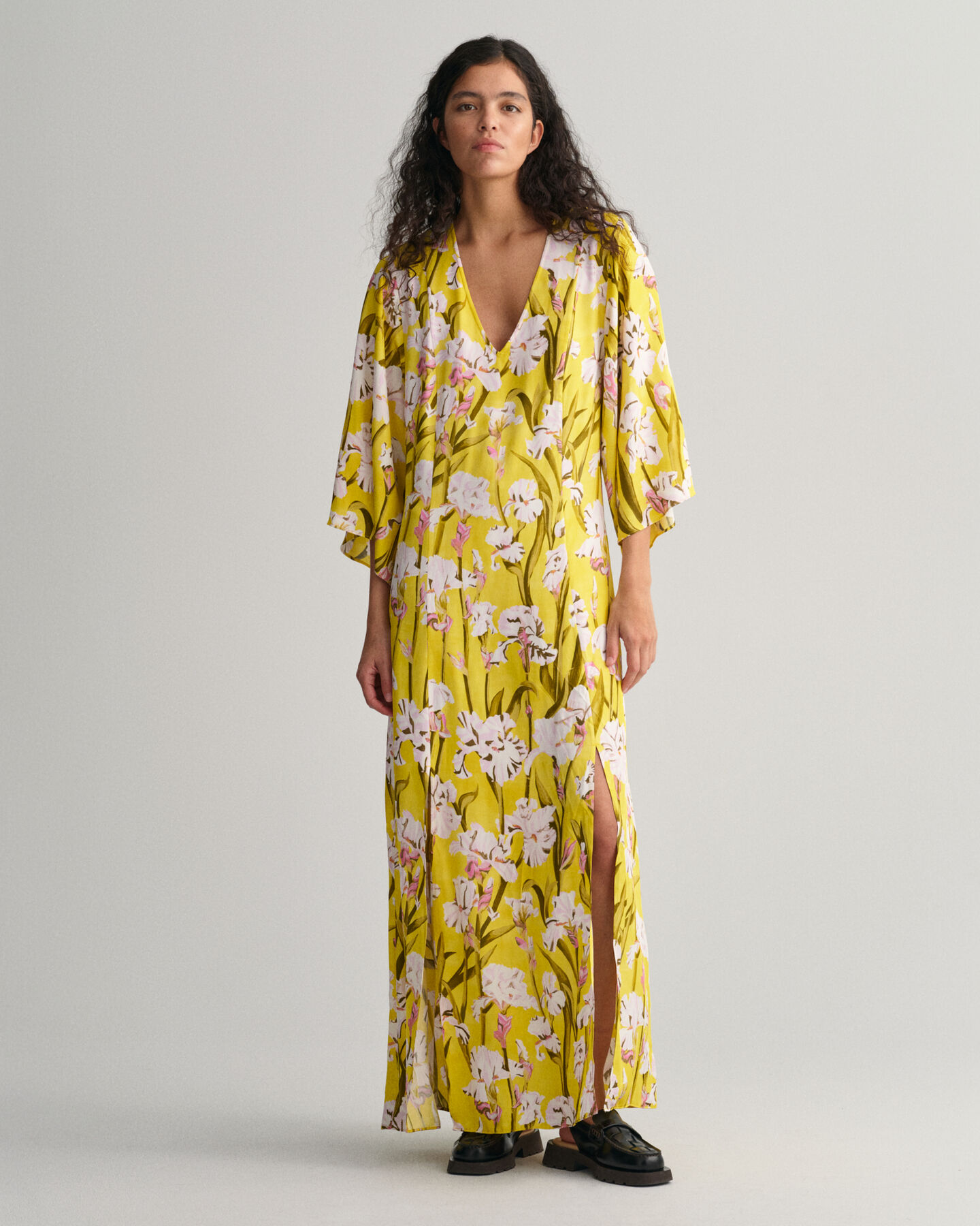 Maxi-jurk met Iris-print en V-hals