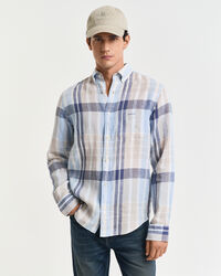 Regular Fit linnen overhemd met madrasruit