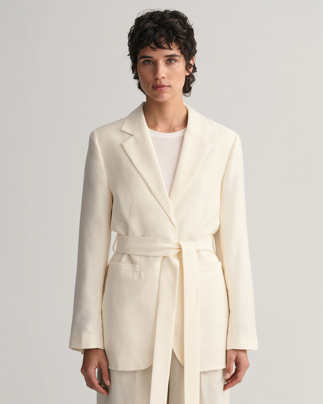 Regular Fit Fluid blazer met ceintuur