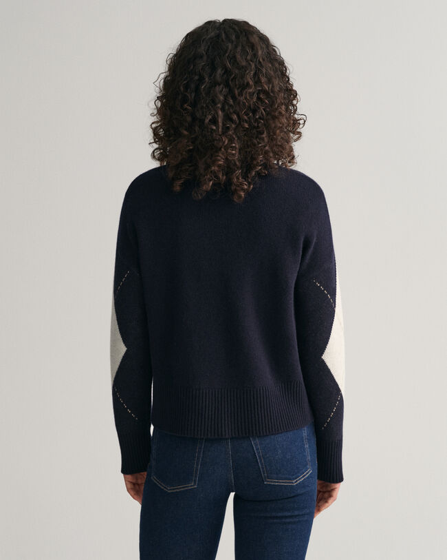 Superzachte Argyle trui met ronde hals