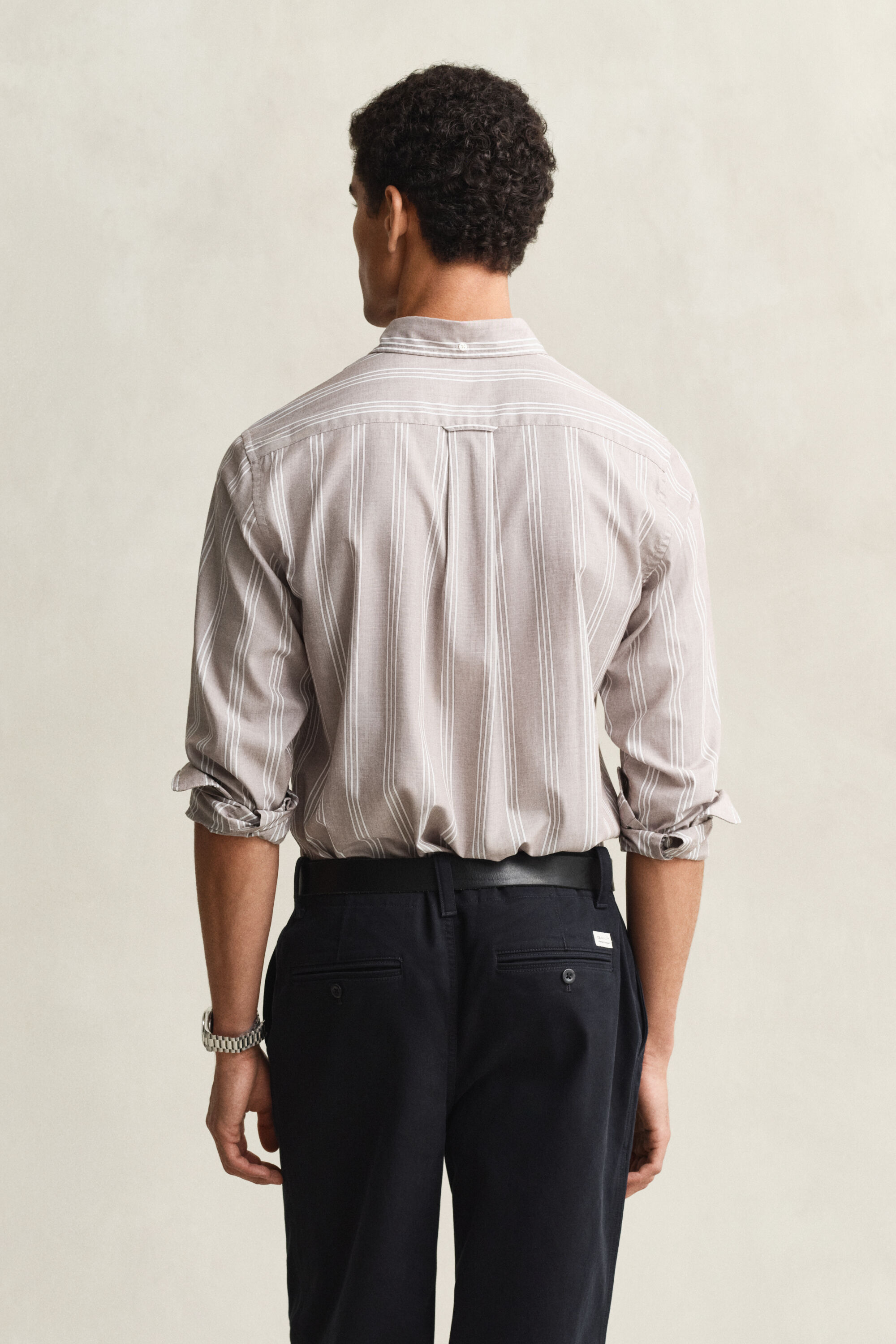 Regular Fit fil-à-fil poplin overhemd met strepen