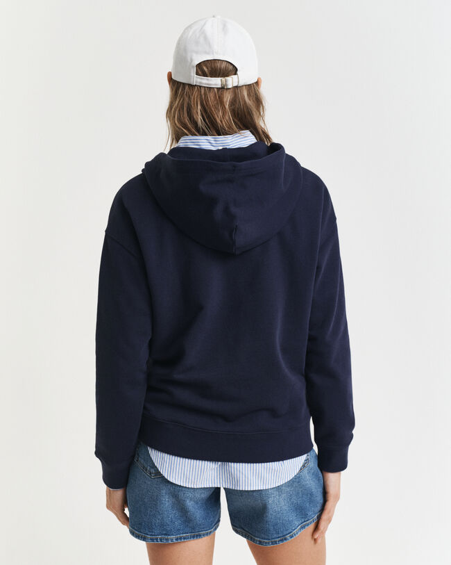 Hoodie met geborduurd anker en korte rits