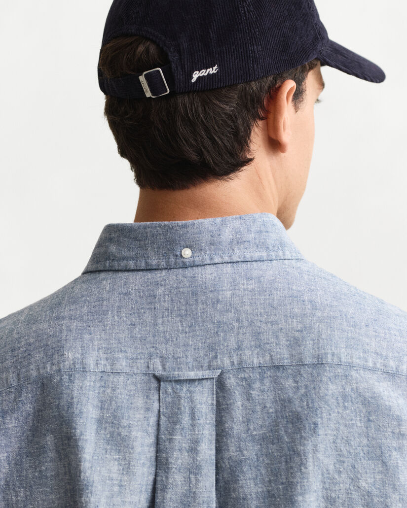 Regular Fit overhemd van katoen en linnen