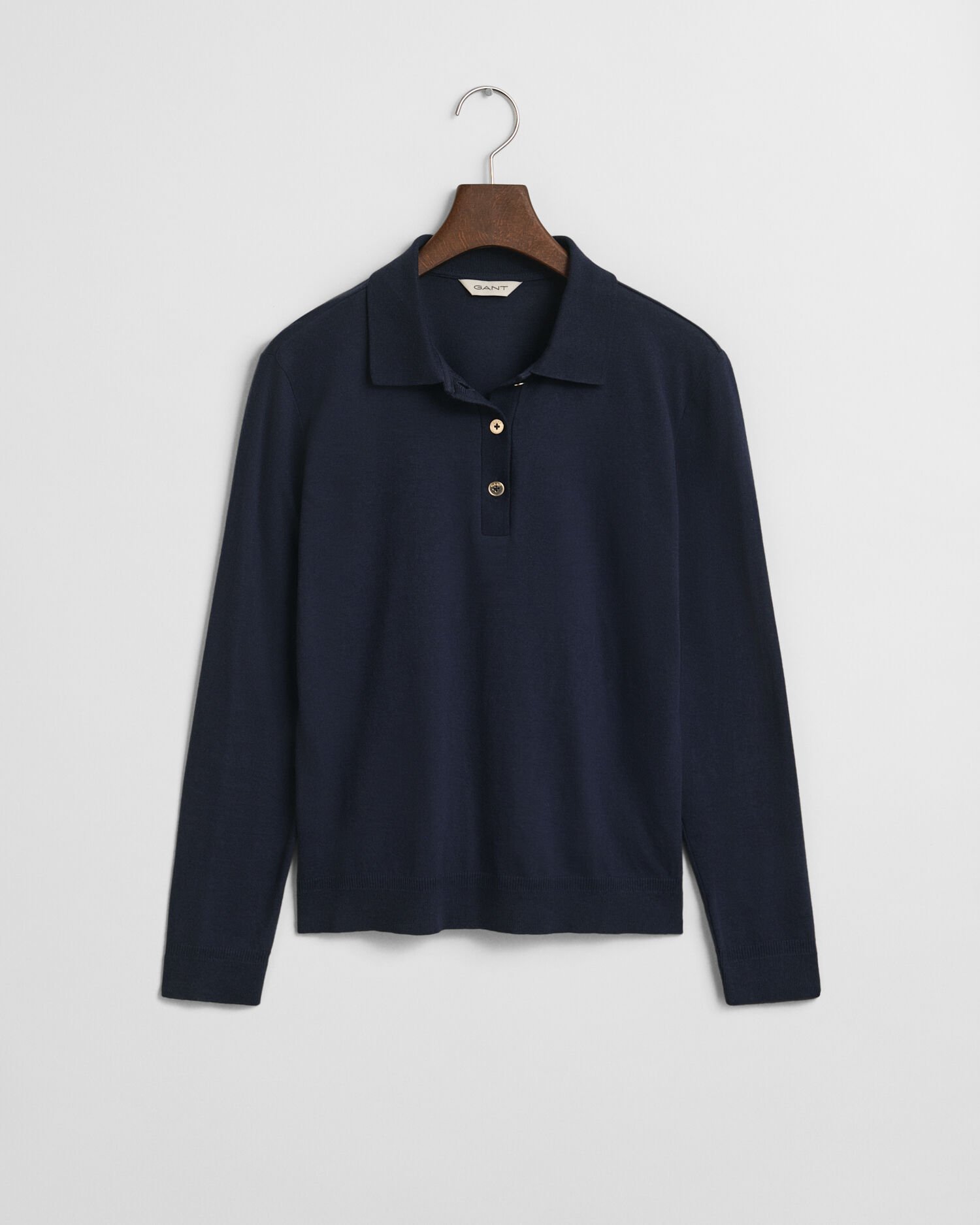 Seamless poloshirt met lange mouwen en knopen