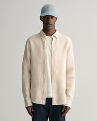 Slim Fit linnen overhemd met pied-de-poule