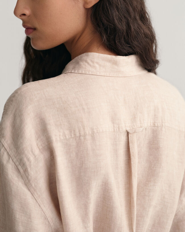 Linnen overhemdjurk met korte mouwen