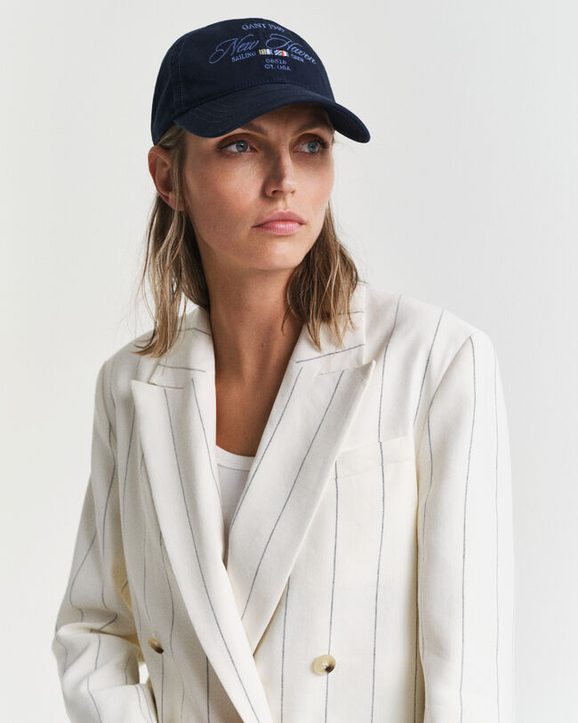 Linnen Club Blazer met krijtstreep