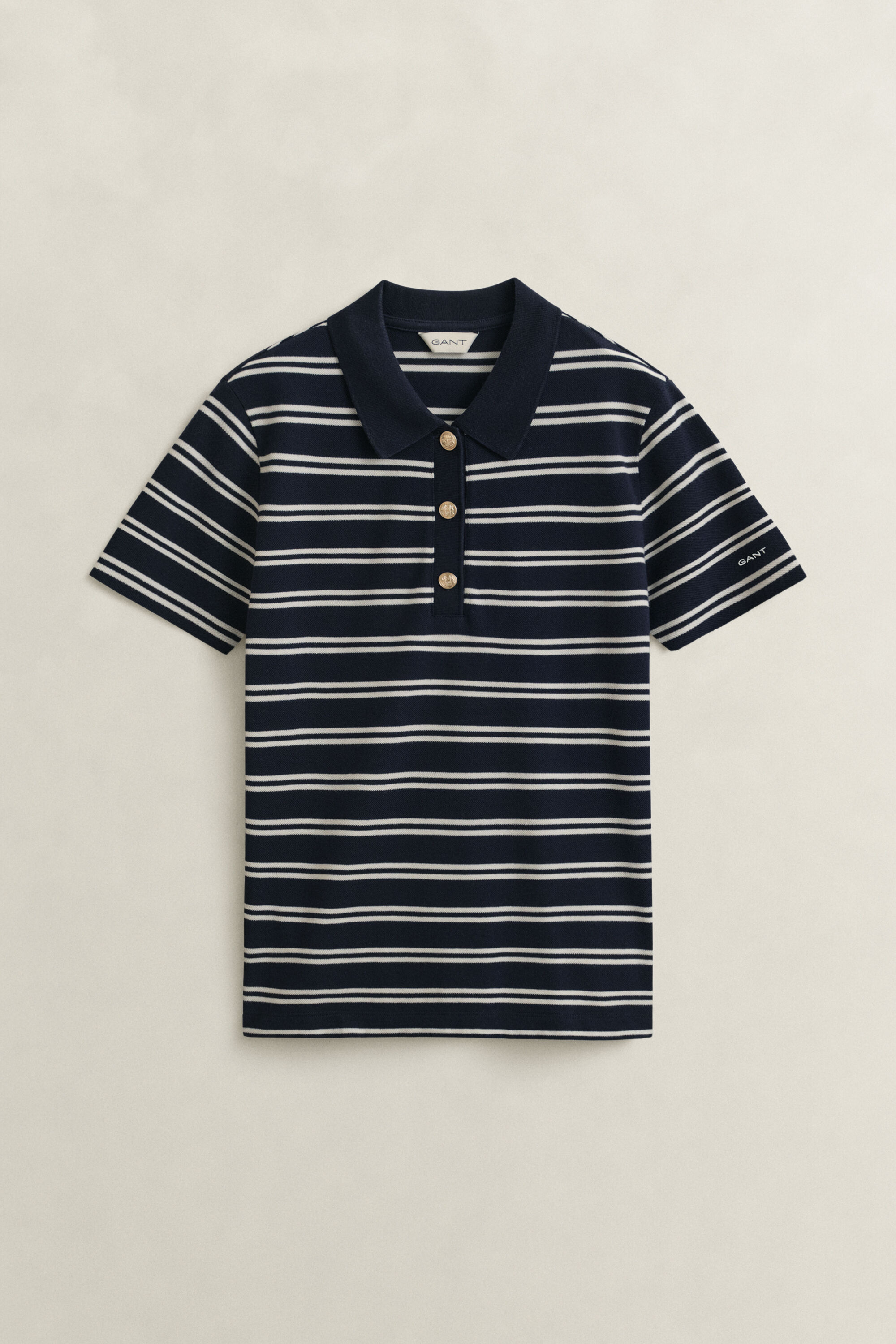 Gestreepte piqué polotop