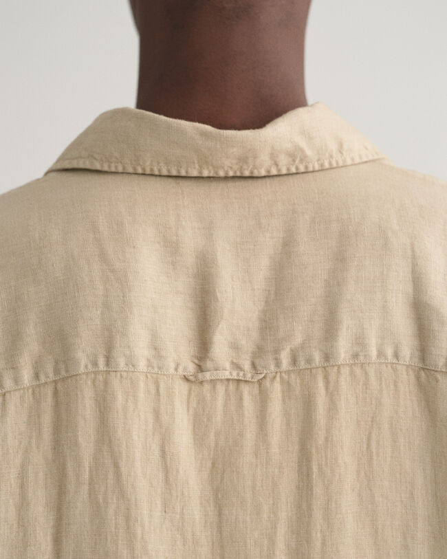 Relaxed Fit speciaal geverfd linnen overhemd met korte mouwen