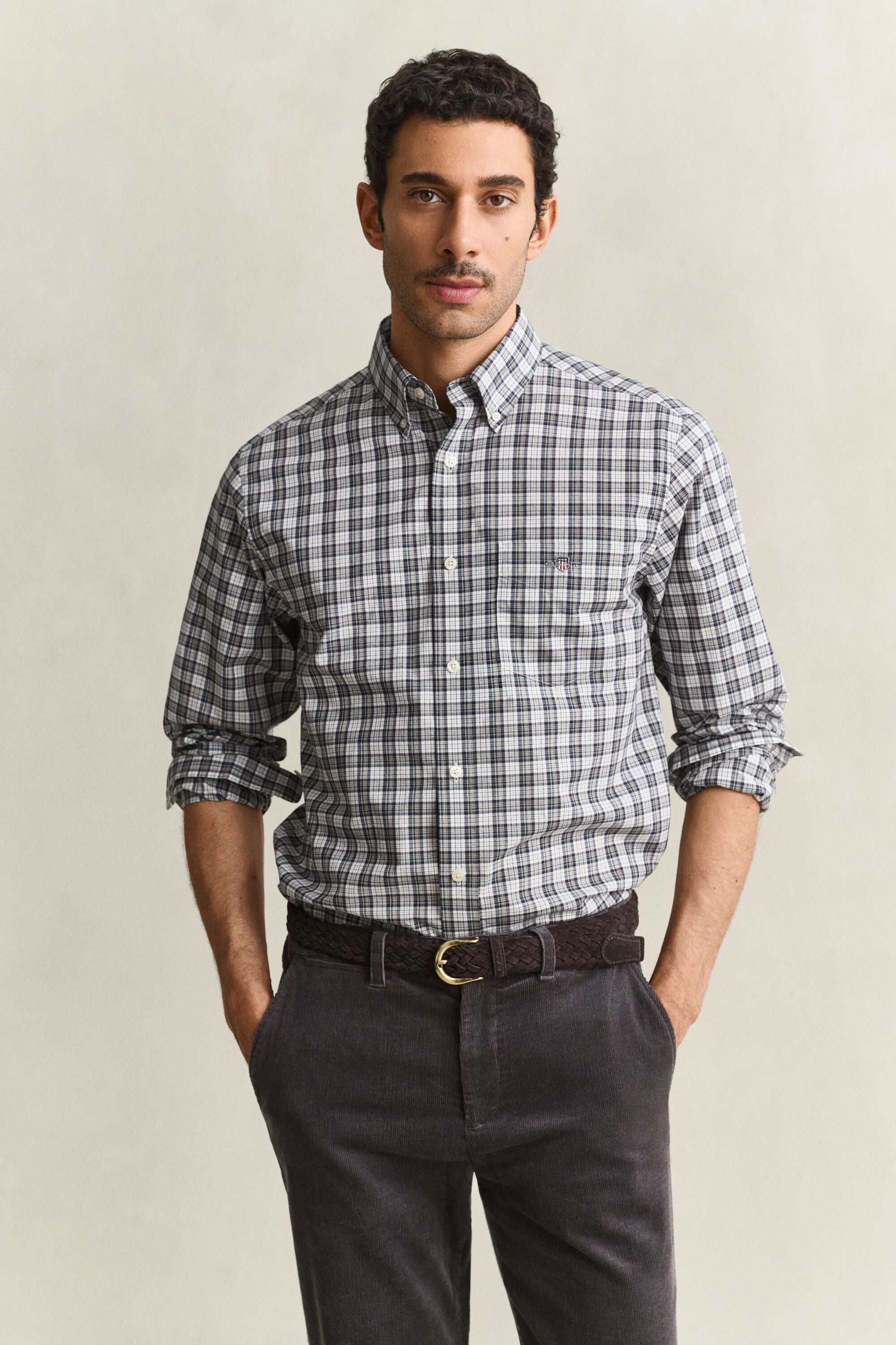 Geruit poplin overhemd
