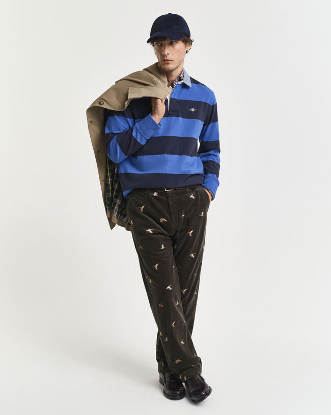 Gestreepte Heavy Rugger met chambray kraag