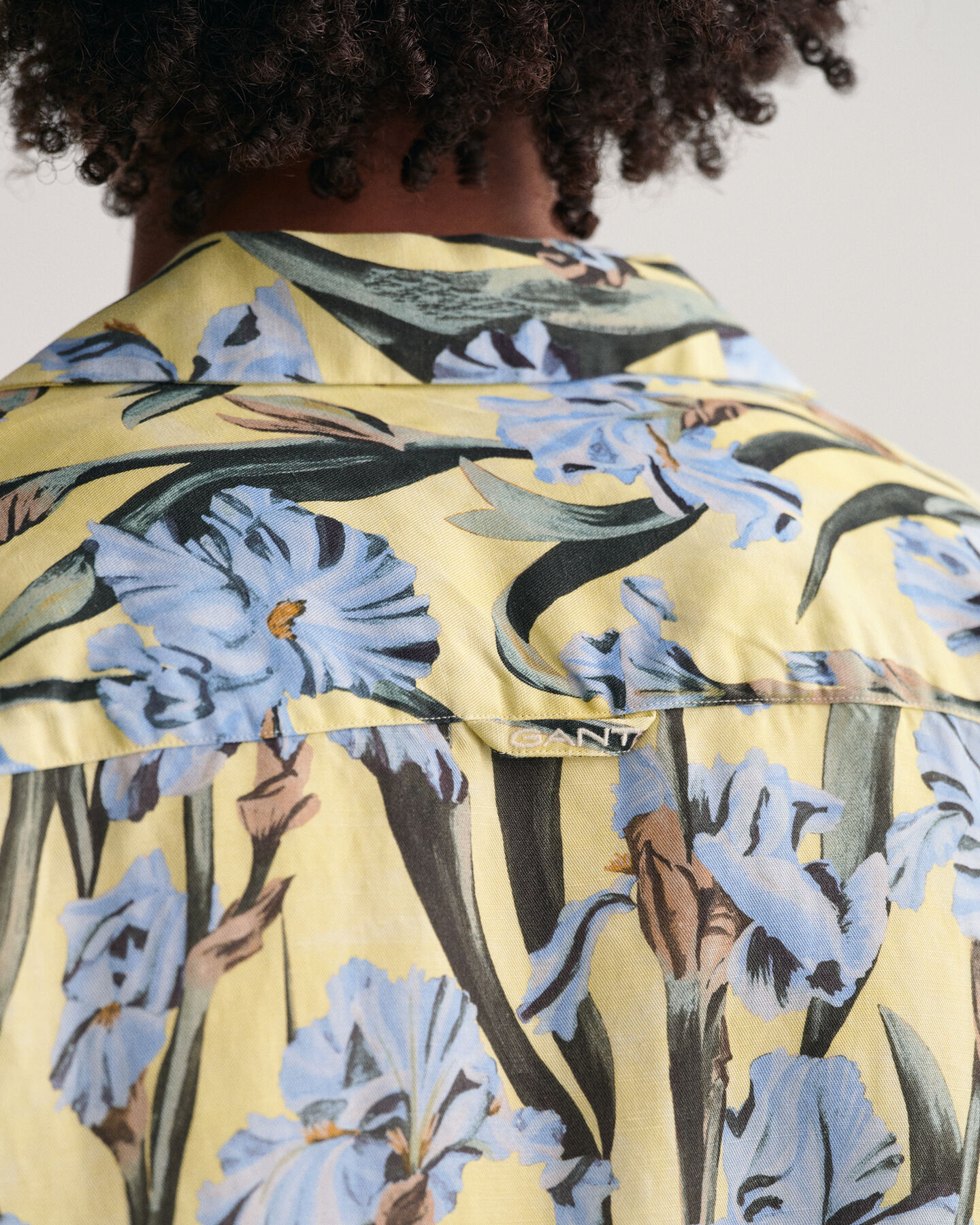 Relaxed Fit Iris-print overhemd met korte mouwen van linnen en lyocell