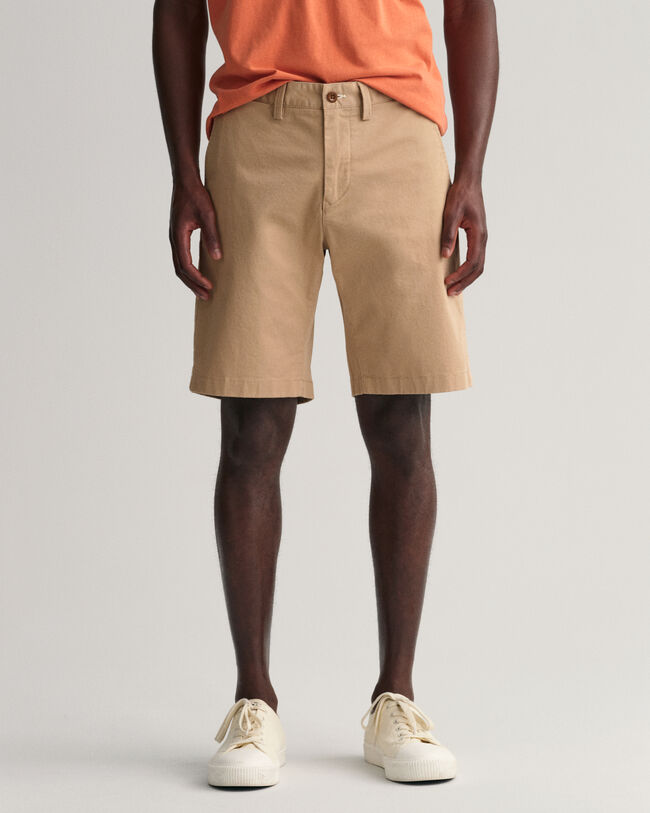 Hallden Slim Fit short van keperstof