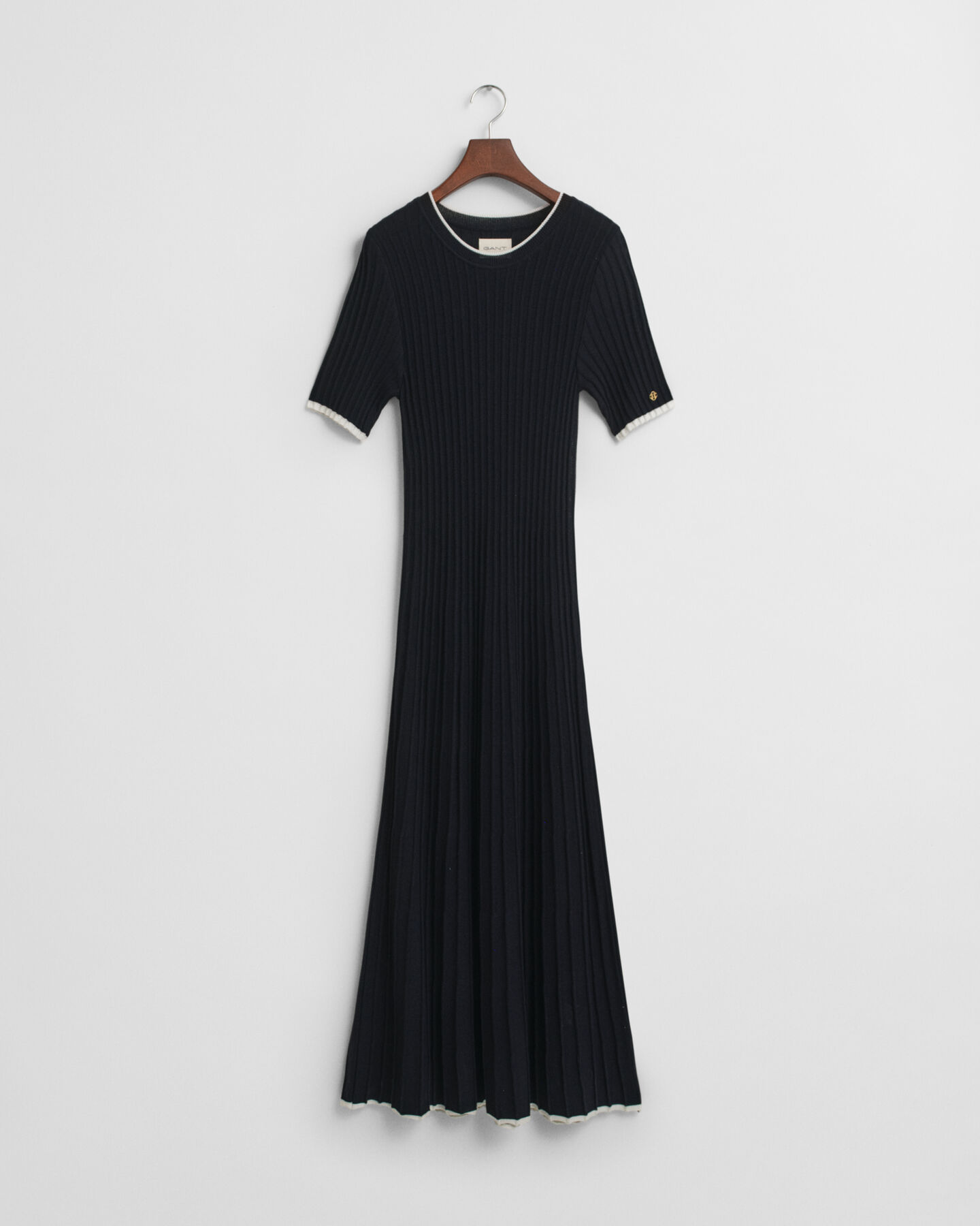 Contrast ribgebreide jurk