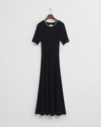 Contrast ribgebreide jurk