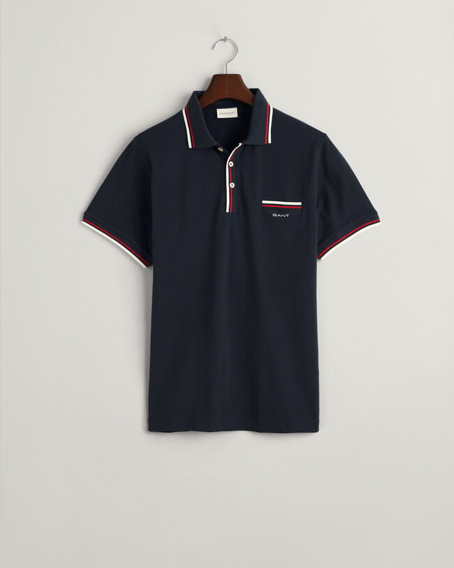 Piqu&eacute; poloshirt met tweekleurige rand