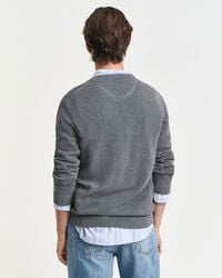 Sweater met ronde hals van piquékatoen