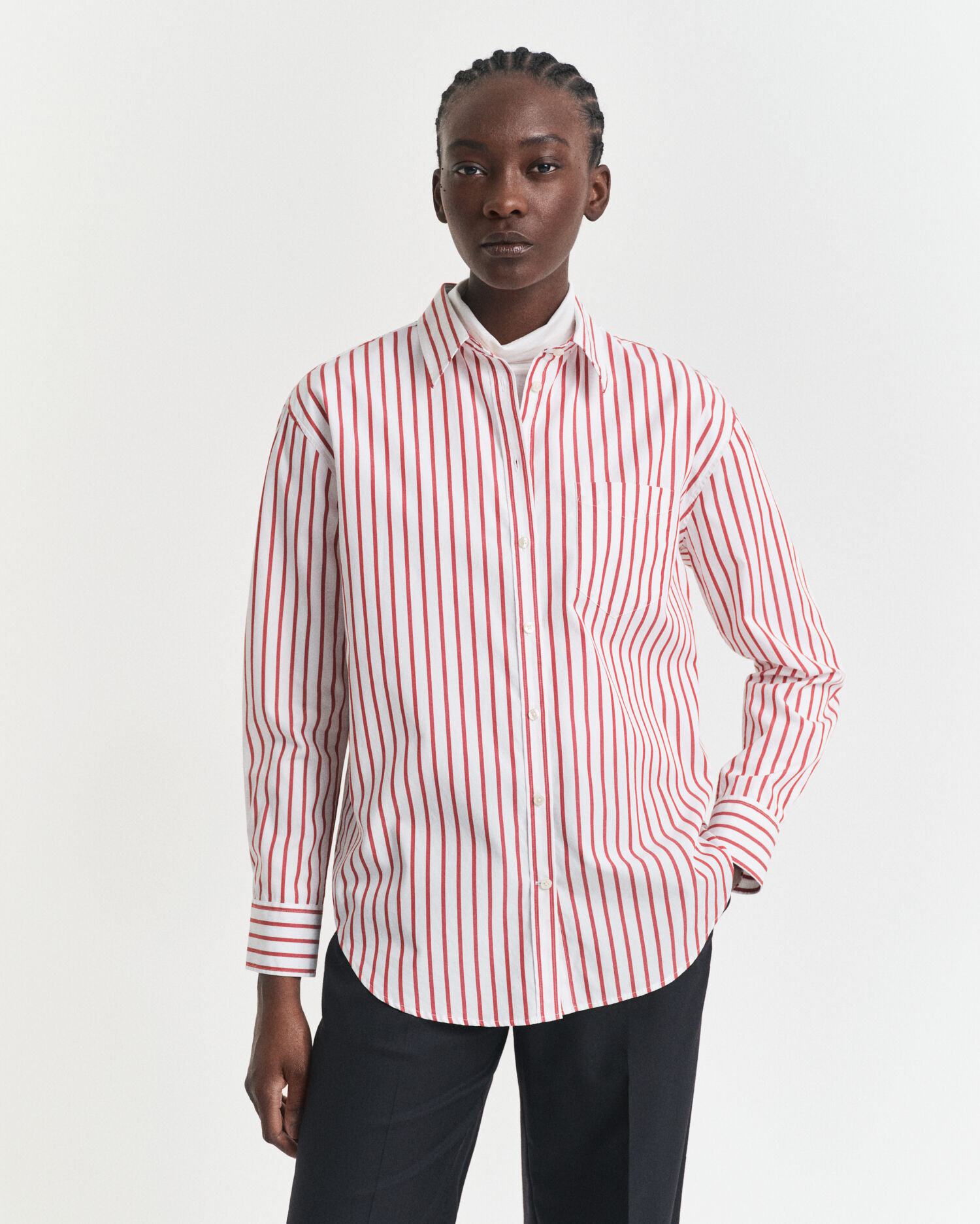 Relaxed Fit Classic overoverhemd van poplin met strepen