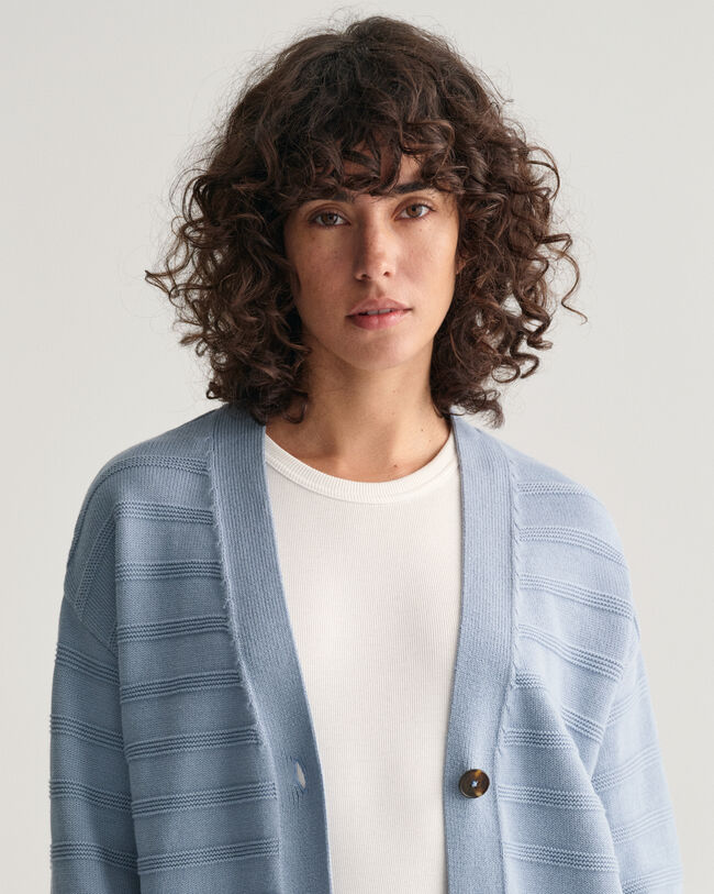 Ton sur ton gestreept vest van katoen