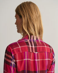 Regular Fit geruit overhemd van katoen en zijde