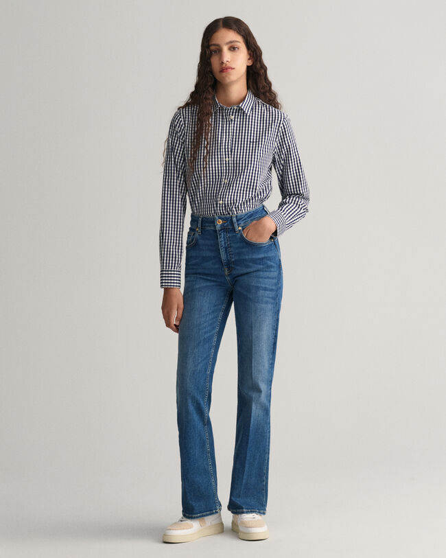 Regular Fit poplin overhemd met Gingham-ruitje
