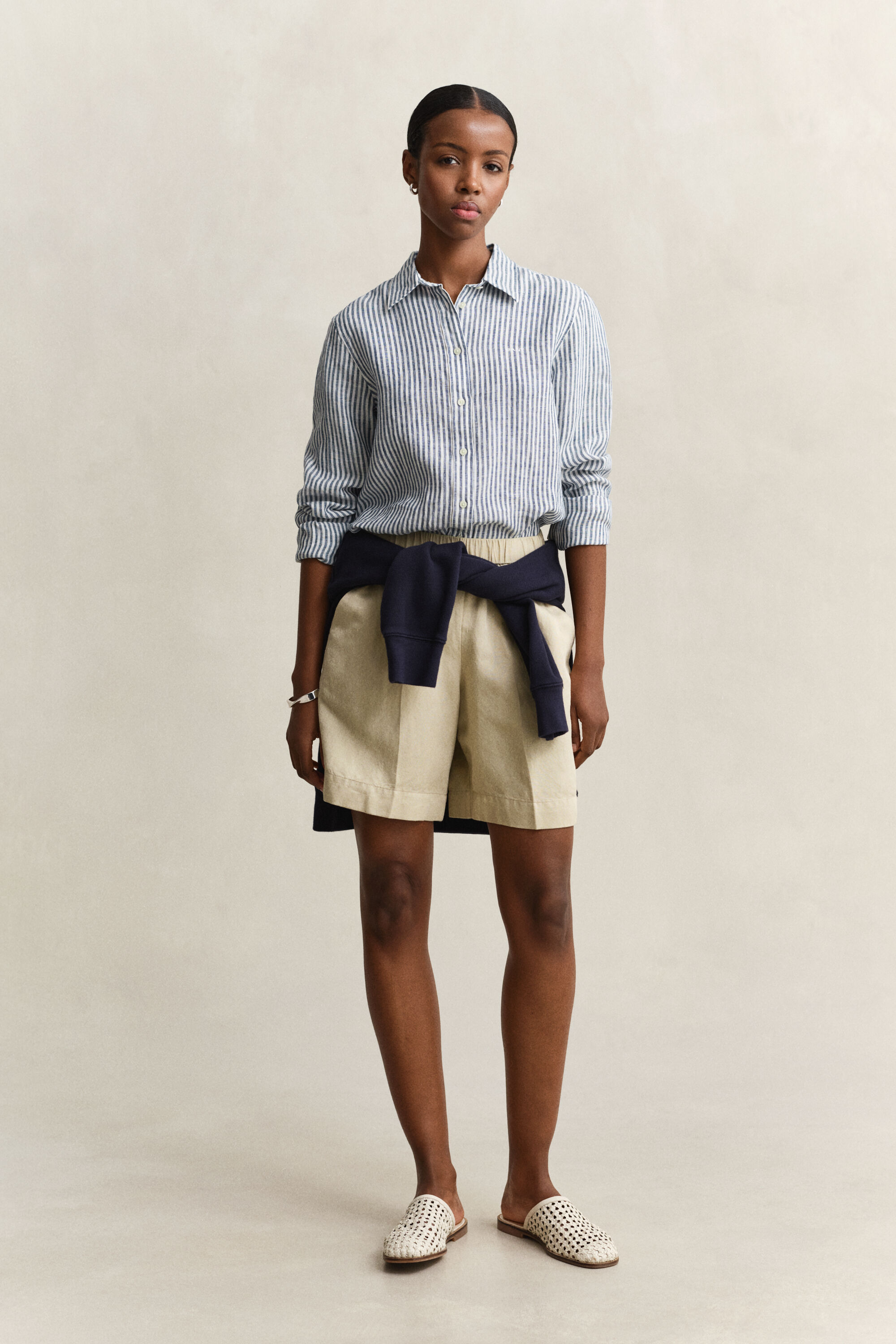 Regular Fit gestreept linnen overoverhemd