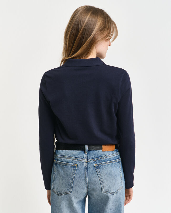 Shield piqué poloshirt met lange mouwen