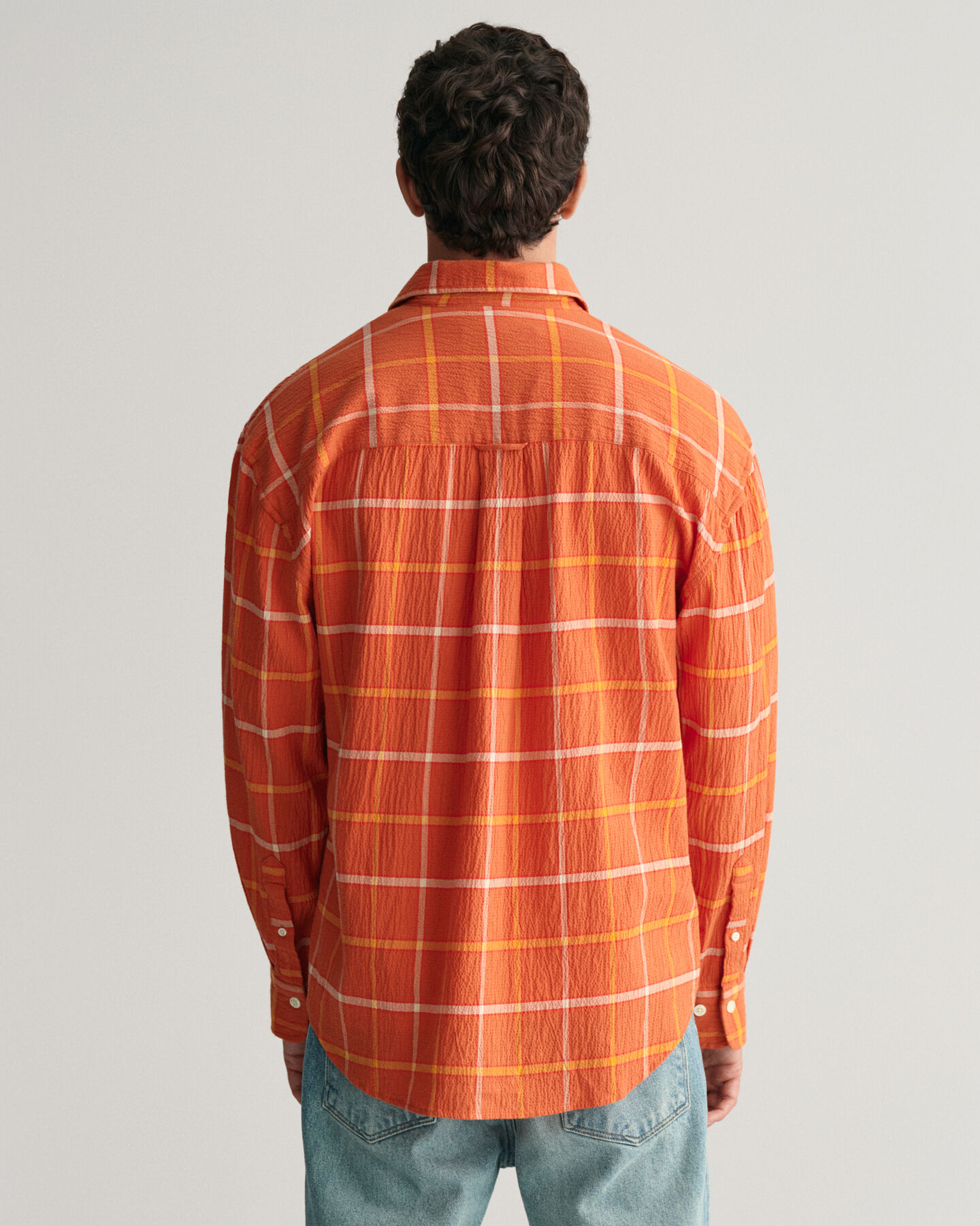 Oversized overhemd met textuur en ruit