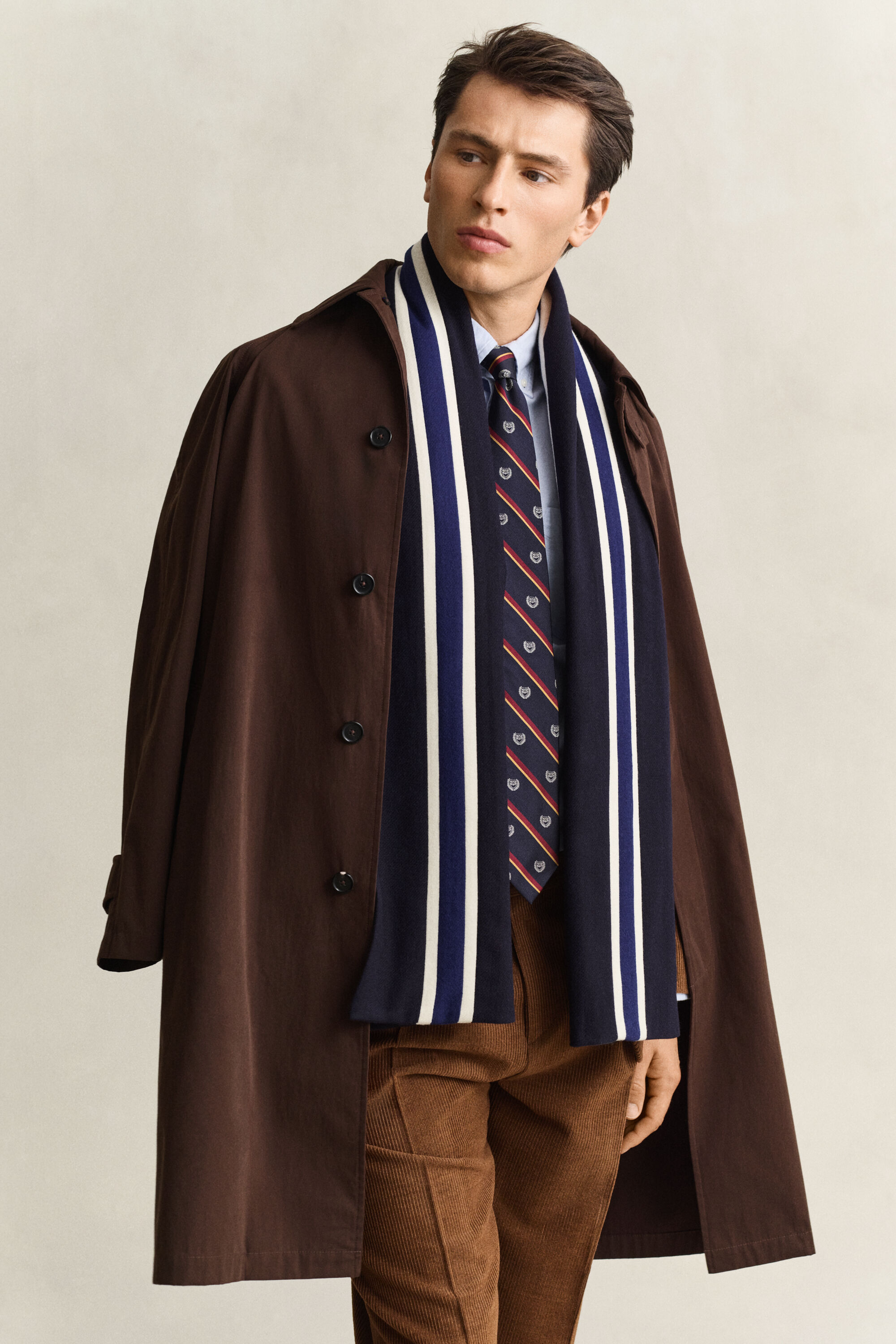 Gant x Yale gestreepte wollen sjaal