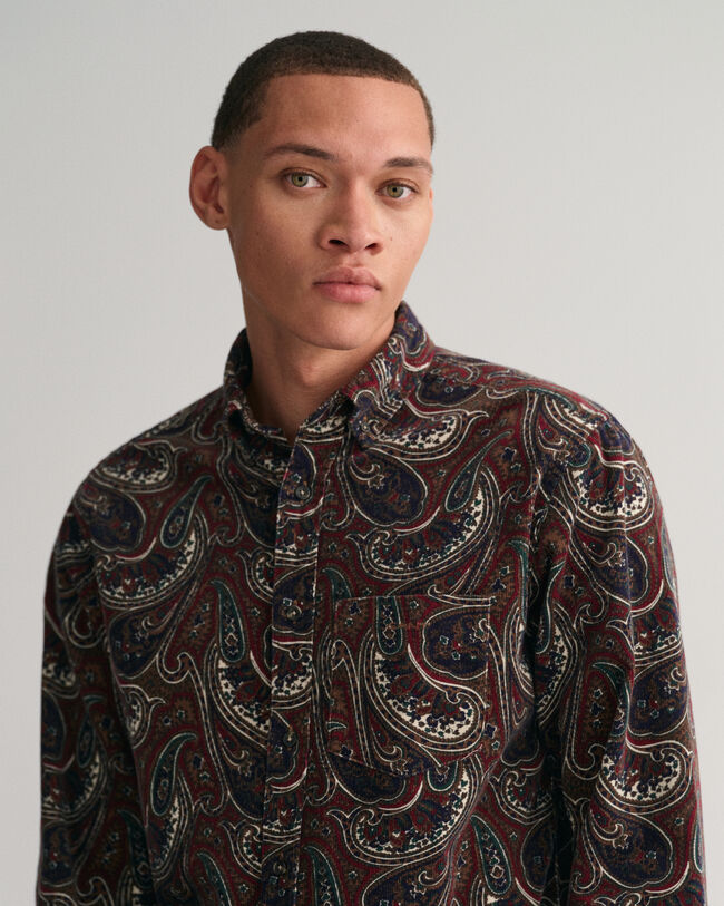Regular Fit corduroy overhemd met paisleyprint