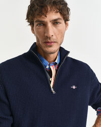 Katoenen Textured sweater met korte rits