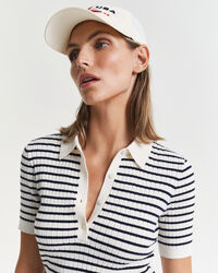 Ribgebreide Rugger met korte mouwen en strepen