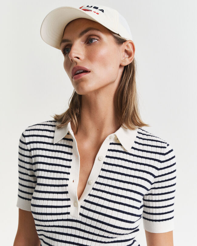 Ribgebreide Rugger met korte mouwen en strepen