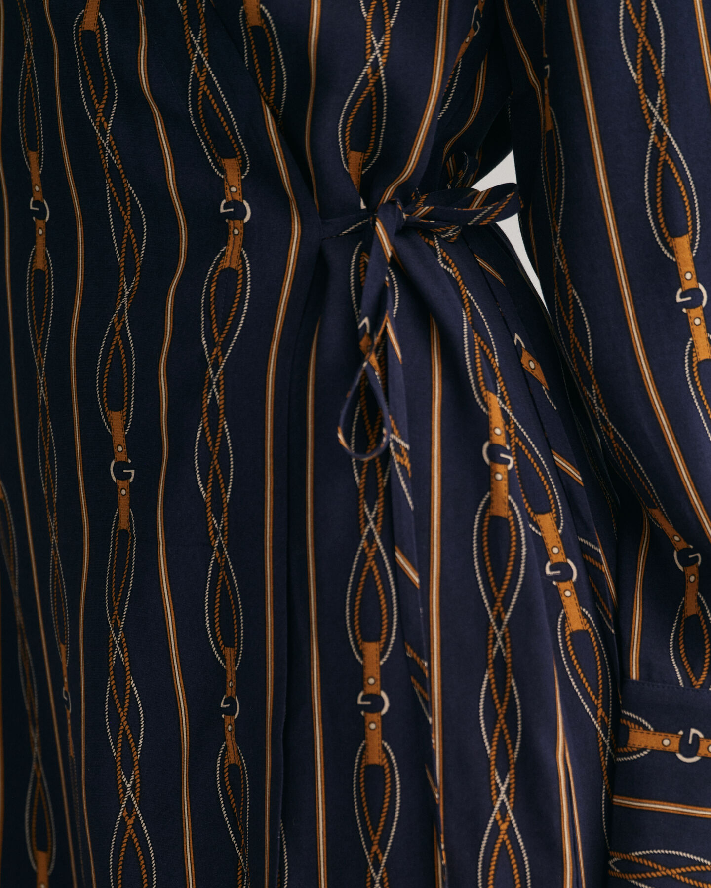 Regular Fit gestreepte wikkeljurk met Rope Print