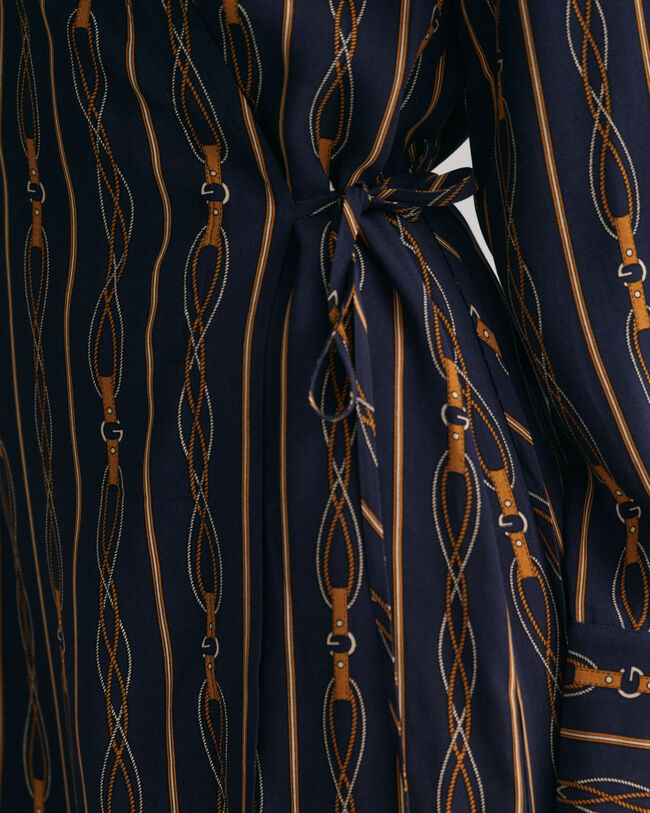 Regular Fit gestreepte wikkeljurk met Rope Print