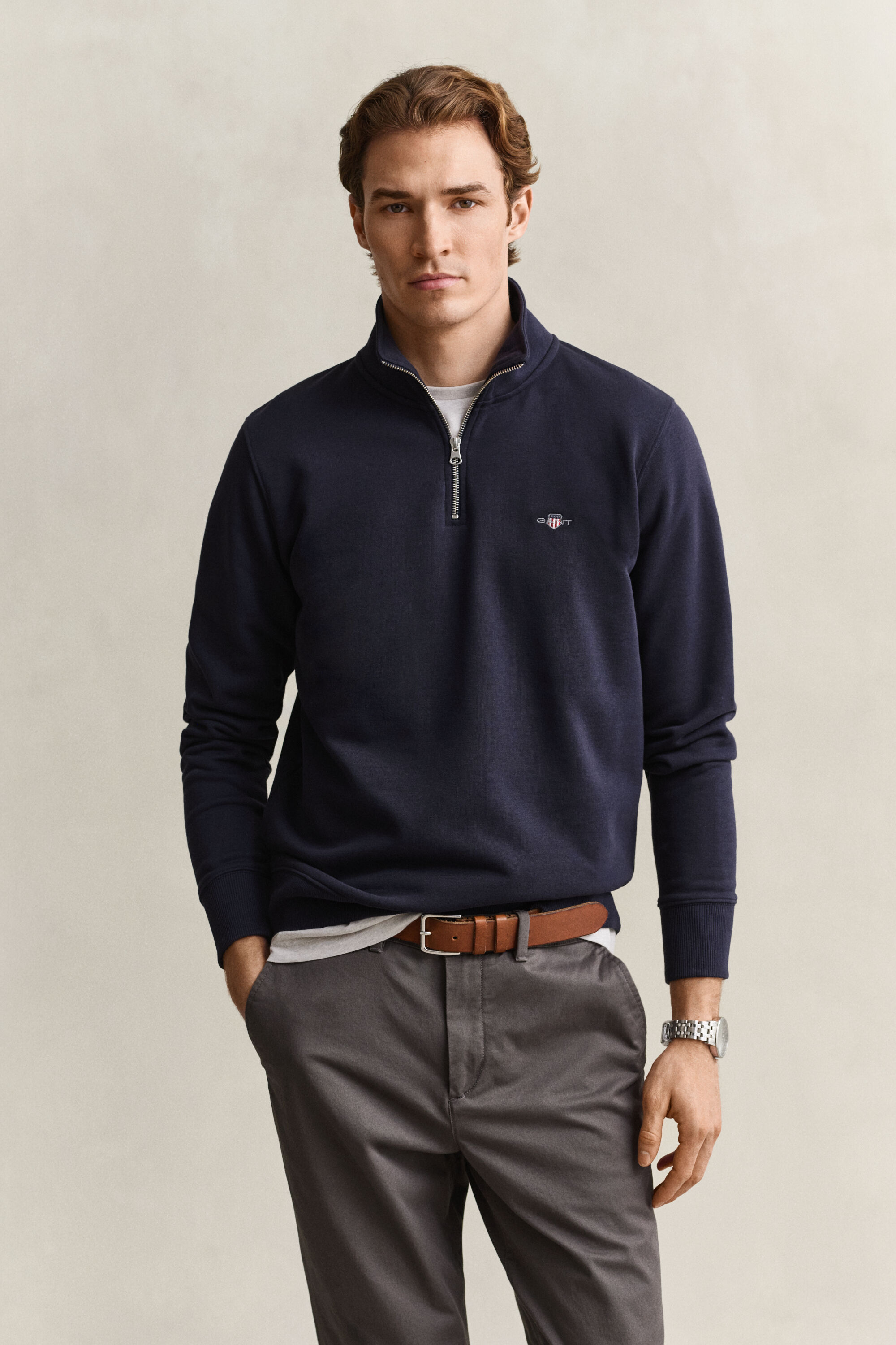 Shield sweatshirt met korte rits