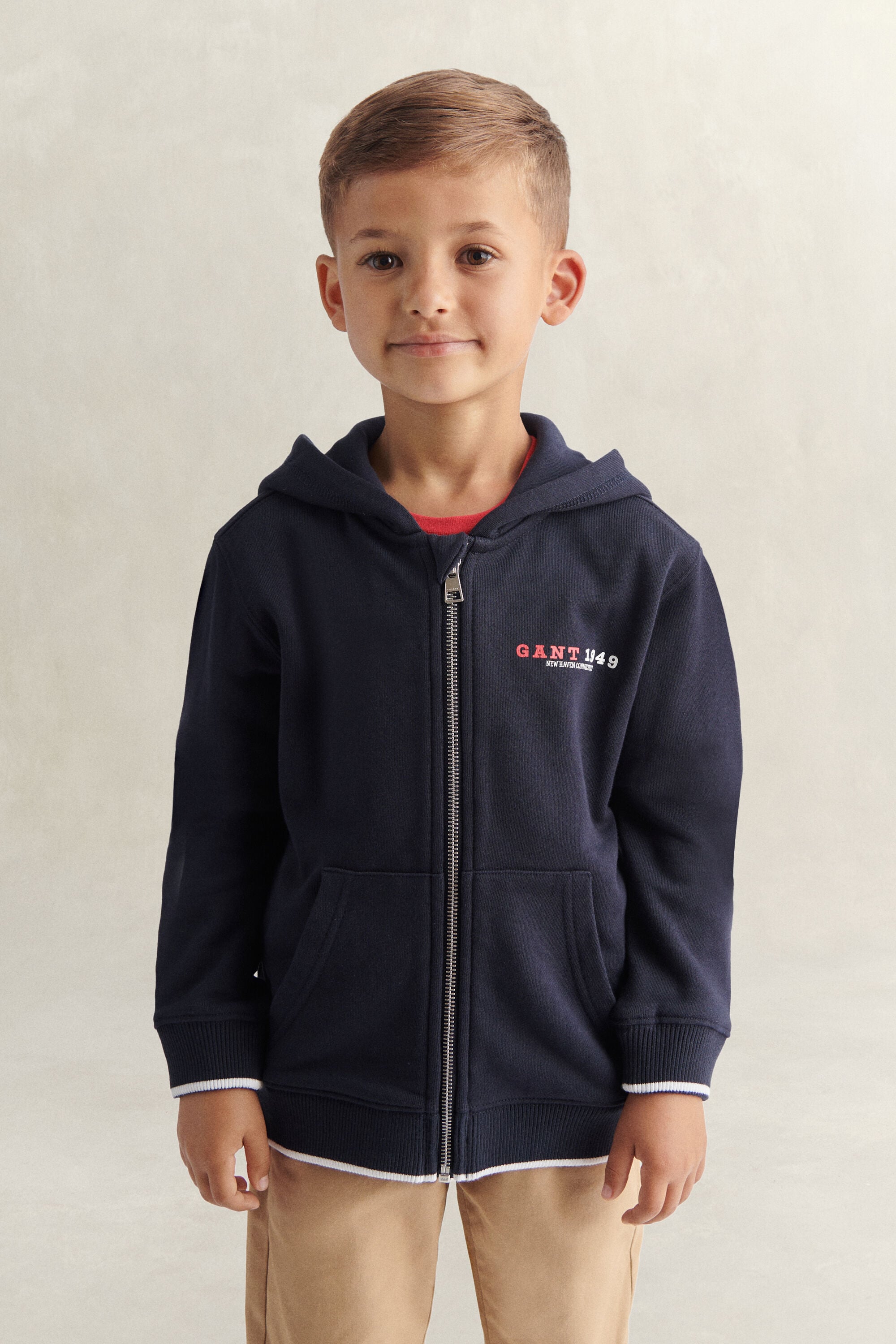 Boys Collegiate Graphic hoodie met ritssluiting