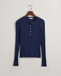 Geribd Henley T-shirt met lange mouwen