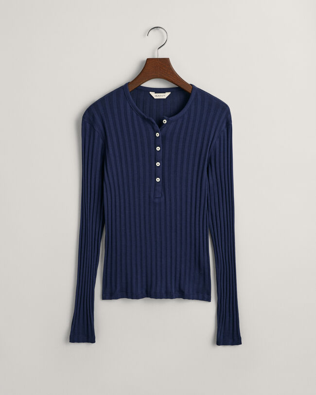Geribd Henley T-shirt met lange mouwen