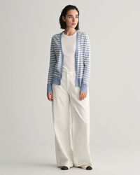 Fijngebreid gestreept vest