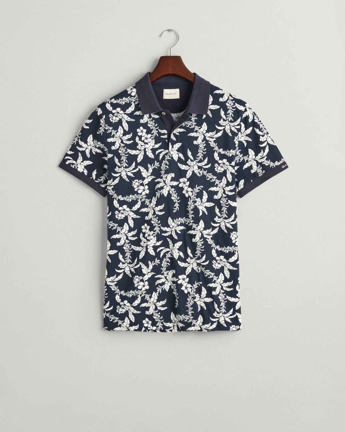 Palm Lei Print piqué poloshirt